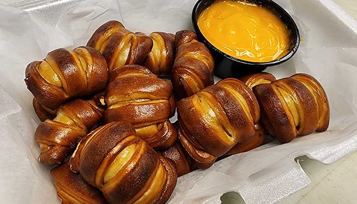 Pretzel bites appetizer served at Primo's Pizza restaurant pizzeria in Johnstown, Pennsylvania