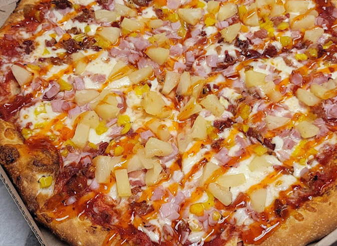 Sauced Primo Pizza from Primo's Pizza, the best locally owned pizza in Johnstown, PA